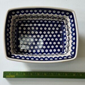 Polish Pottery Blue and White Rectangular Serving Dish